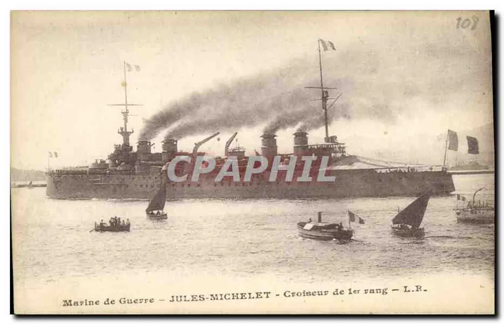 Cruiser di prima classe JULES-MICHELET — Marina Militare — editore JULES-MICHELET, n° 109 - Recto