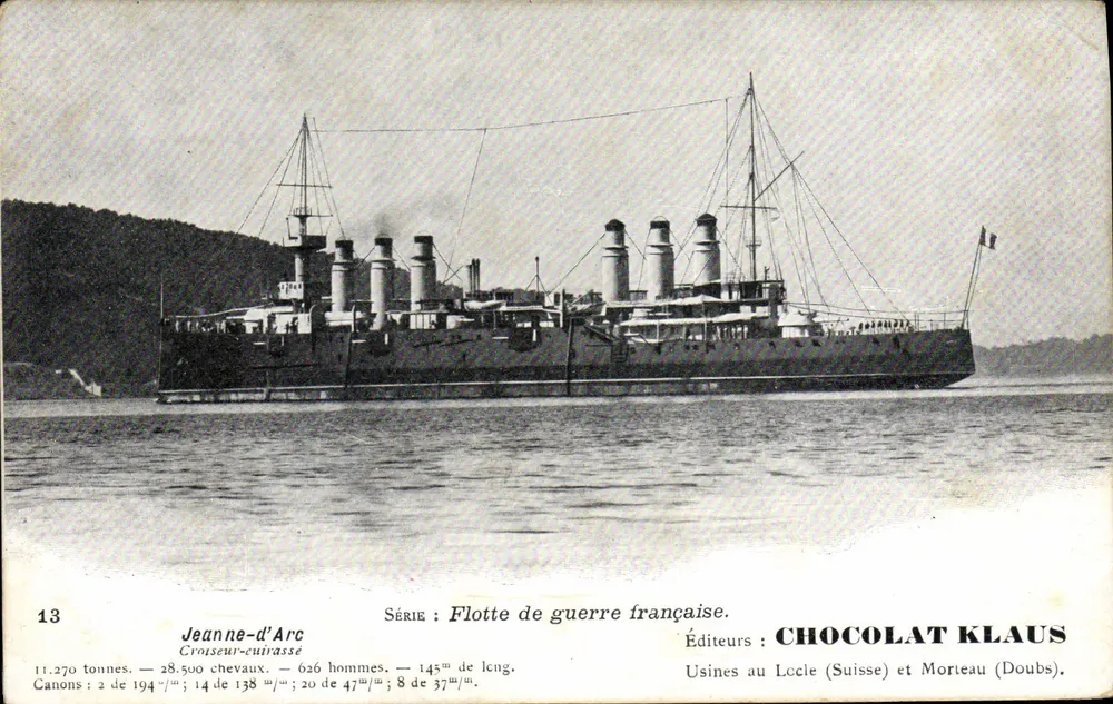 Joana d'Arc — Cruiser-encouraçado da Marinha de Guerra Francesa — Editor CHOCOLAT KLAUS - Frente