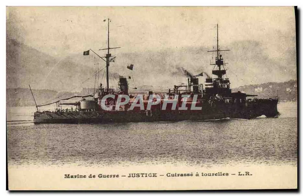 Marinha de Guerra - JUSTICE - Navio de couraça com torres - L.R. - Frente
