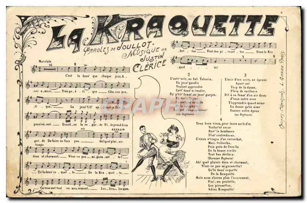 La Kraquette — Lied mit Text von Joullot und Musik von Justin Clérice — Verlag nicht sichtbar - Vorderseite