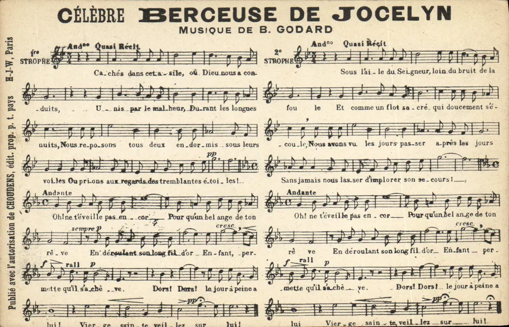 Wiegegesang von Jocelyn — Musik von B. Godard — H-J-W, Paris - Vorderseite