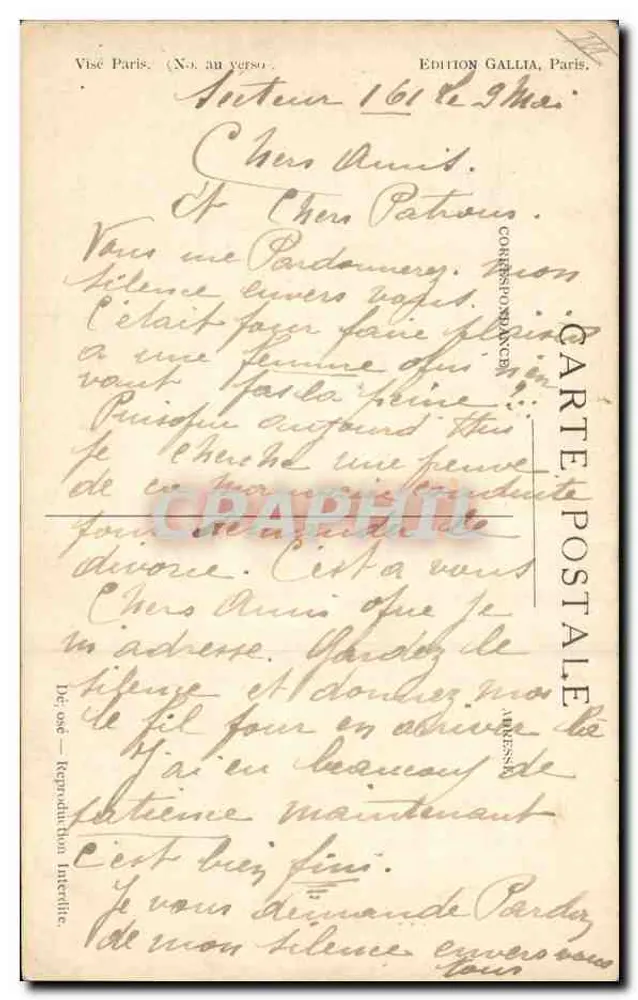 अल्सेस के दृश्य — एक सैनिक और एक महिला सपिन के नीचे — एडिशन गैलिया, क्रमांक 113-2 - पीछे