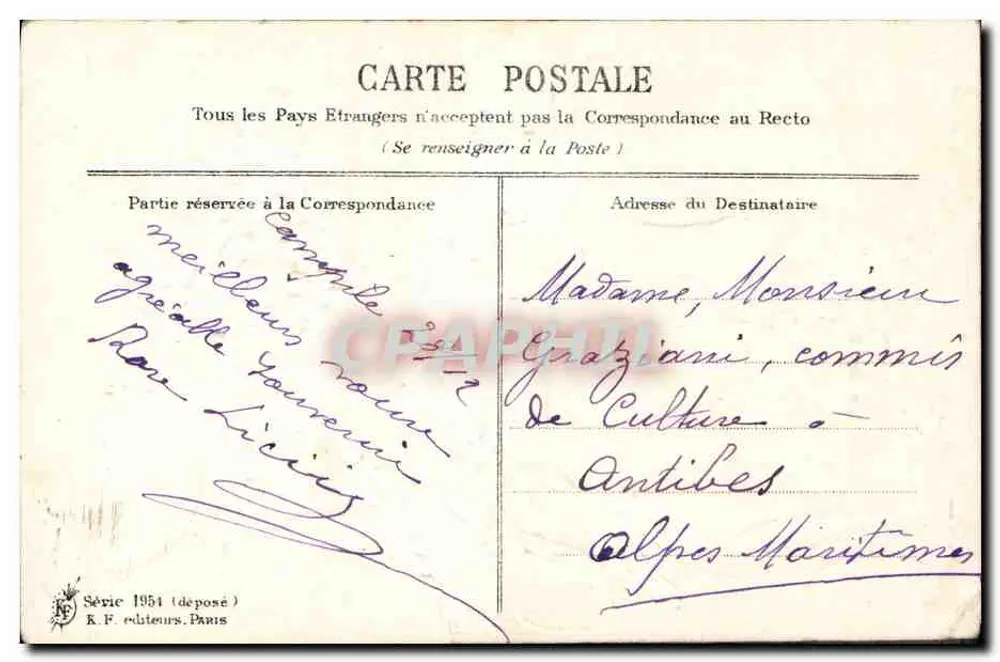 Flores de esquecimento — Graça de Afeto — Boa Ano — K. F. editores, Paris, Série 1951 - Verso