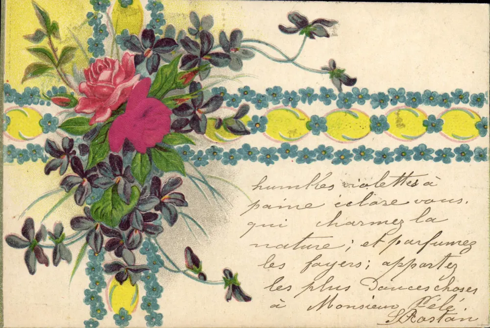 Flores e rosas — cartão postal decorativo — União Postal Universal - Frente