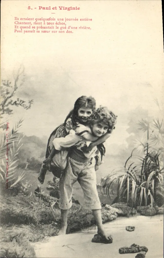 Paul und Virginie — Szene mit Kindern — A. Bergéot et Cie, Nancy - Vorderseite