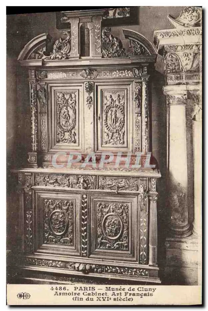 Paris — Musée de Cluny — französischer Kunstschrank (Ende des 16. Jahrhunderts) - Vorderseite
