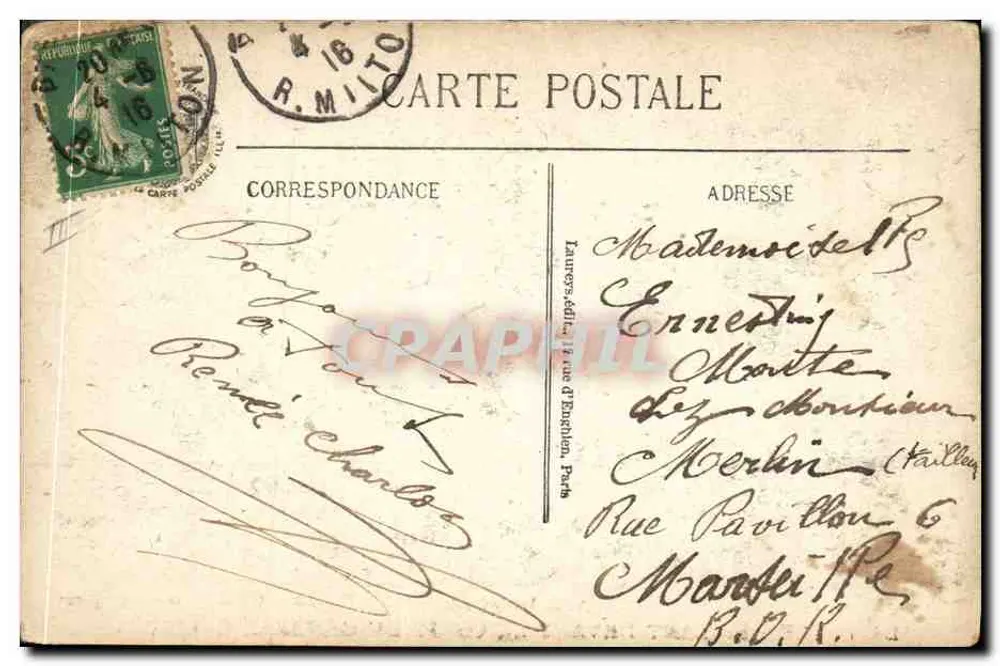 Bei den Invaliden: Die Menge marschiert vor dem Sarg des Generals Gallieni — Visé in Paris N. 1001 - Rückseite