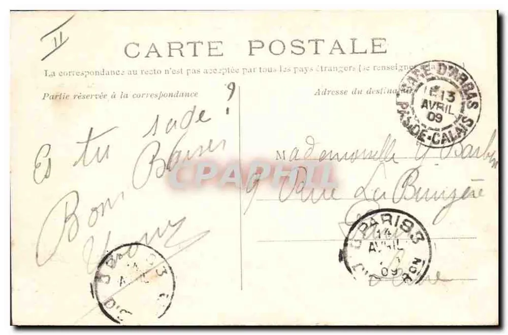 Arras — Eingangstor der Zitadelle (Genie) — Nr. 4 Ed. B., Arras - Rückseite