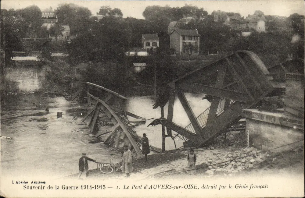 Die Brücke von Auvers-sur-Oise — zerstört durch die französischen Ingenieure — Erinnerung an den Krieg 1914-1915 — L'Abélie Asnières - Vorderseite