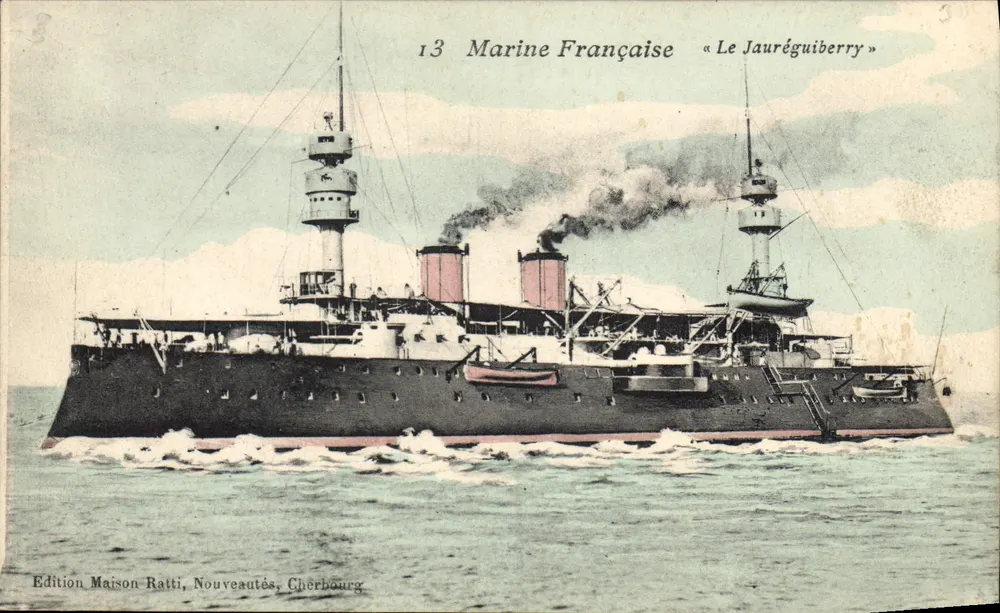 O Jauréguiberry — Cruiser da Marinha Francesa — Edição Maison Ratti, Cherbourg - Frente