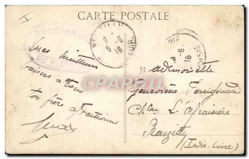 Nave da guerra « Justice » — Cacciatorpediniere di prima classe — B.C. — datata 21 maggio 1916 - Verso