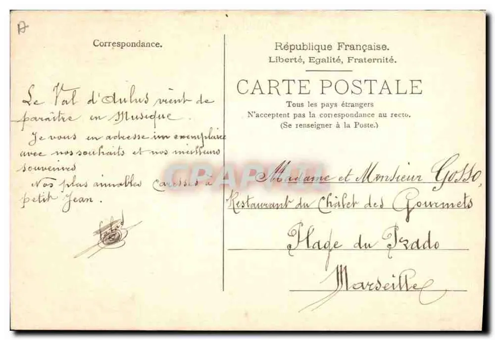 O Vale de Aulus — canção de A. d'Assier e J. B. Donat — editor não visível - Verso