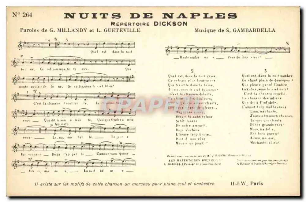 Nachten in Napels — Repertorio Dickson — N° 264 — H.-J.-W. Parijs - Voorkant