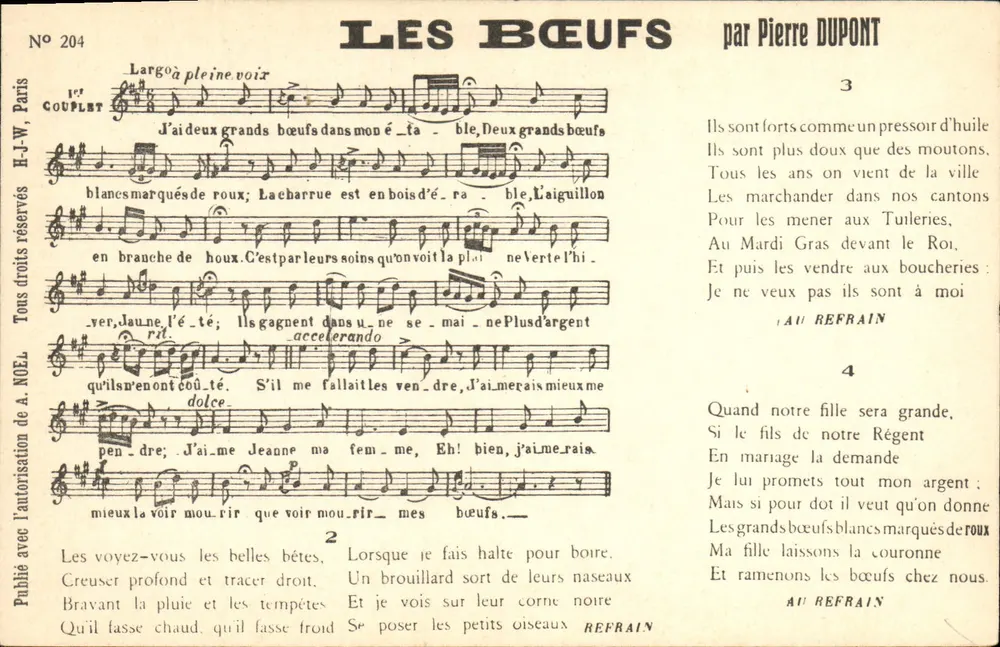 Os Bois — por Pierre DUPONT — E.J.W., Paris, n° 204 - Frente