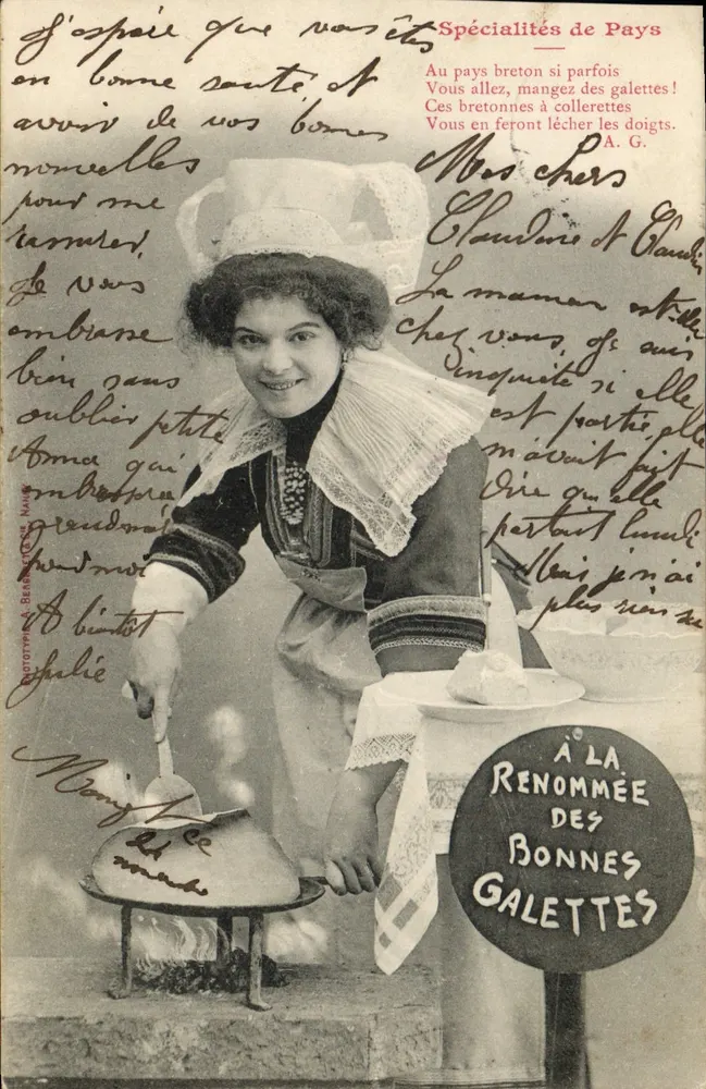 Frau im bretonischen Kostüm — Galettes — Phototypie A. BEAUREGARD, NANTES - Vorderseite
