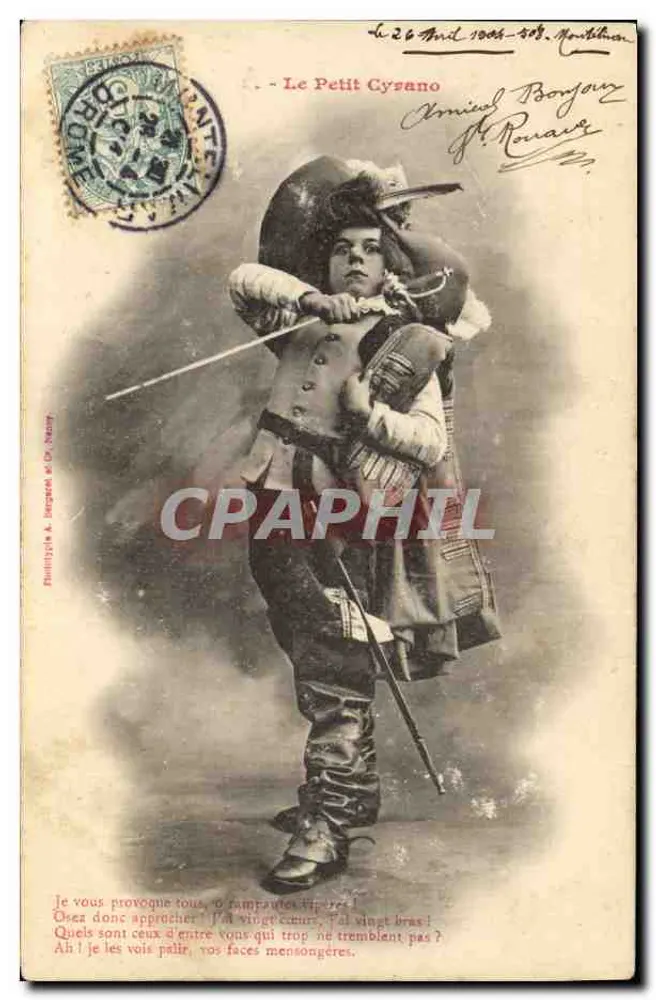 Der Kleine Cyszano — Schauspieler in Soldatenkostüm — Phototypie A. Bergsen & Cie, Nancy - Vorderseite