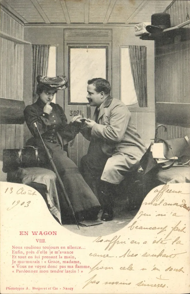 Im Wagen — LiebesSzene — Phototypie A. Bergeret et Cie - Nancy VIII - Vorderseite