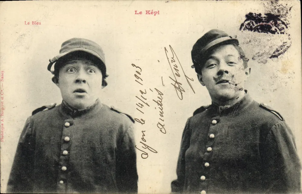 Zwei Soldaten im Képi — Karikatur — Phototype A. Bergoret et Cie, Nancy - Vorderseite