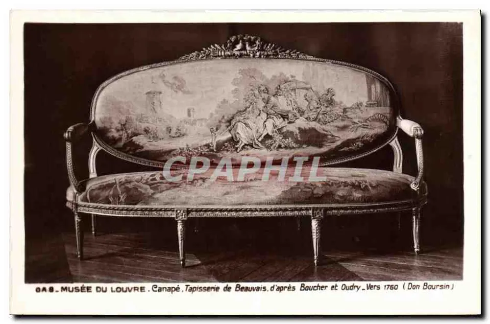 Musée du Louvre — Tapeziersofa von Beauvais nach Boucher und Oudry, um 1760 (Spende Boursin) - Vorderseite