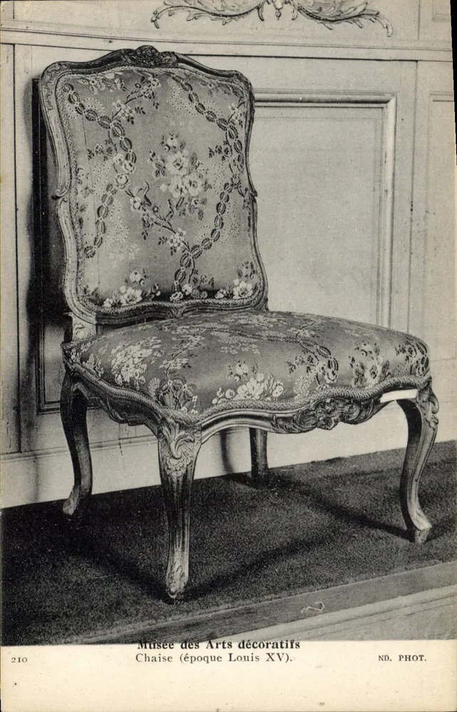 Stuhl (Louis XV-Zeit) — Musée des Arts décoratifs — ND. PHOT. n° 210 - Vorderseite