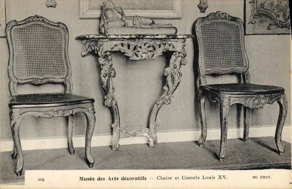 Musée des Arts décoratifs — Stuhl und Konsole Louis XV — ND. PHOT. — n° 209 - Vorderseite