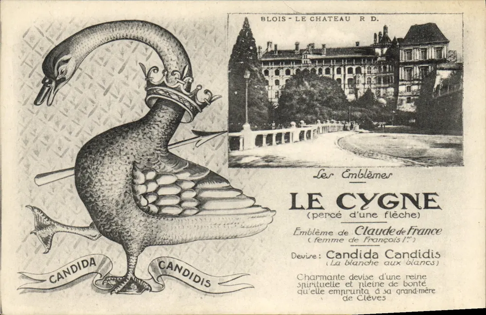 BLOIS - O CASTELO R.D. — Emblemas da França — O Cisne (perfurado por uma flecha) — editor não visível - Frente