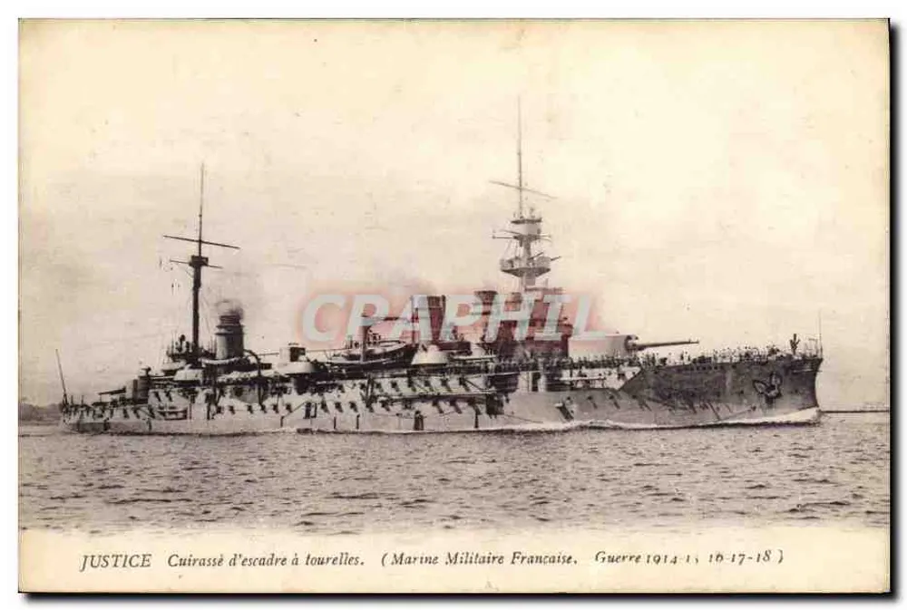 Justice — Panzerkreuzer mit Türmen — Französische Marine, Krieg 1914-15 16-17-18 - Vorderseite