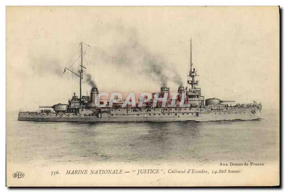 Cruiser 'Justice' — Marinha Nacional — Para as Senhoras da França - Frente