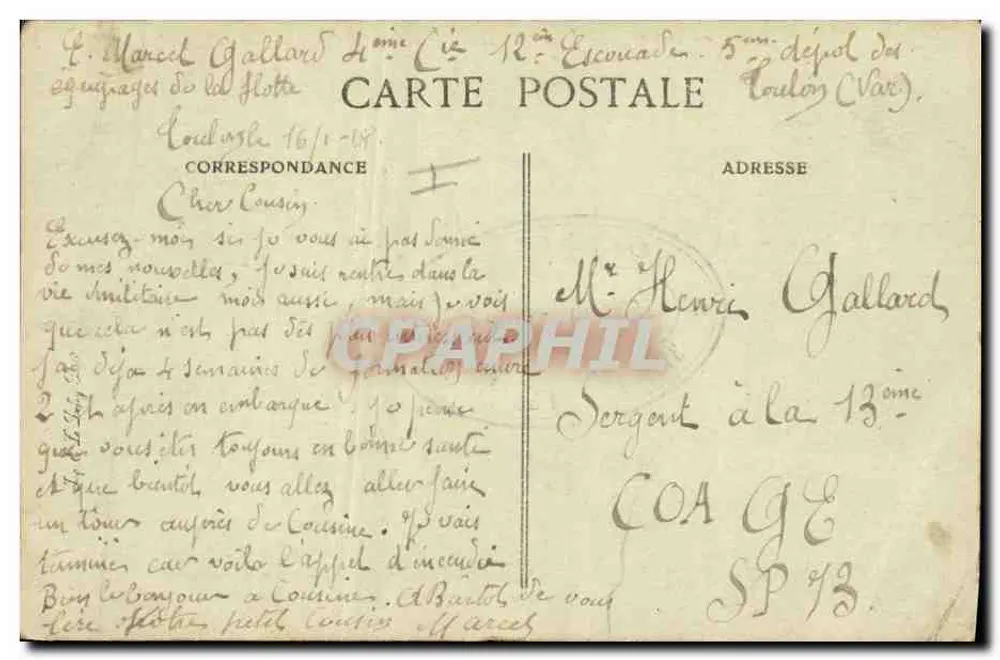 Cruiser-Navio de Coura "Jules-Michelet" — Marinha Nacional — Editor E.P.D. n°78 - Verso