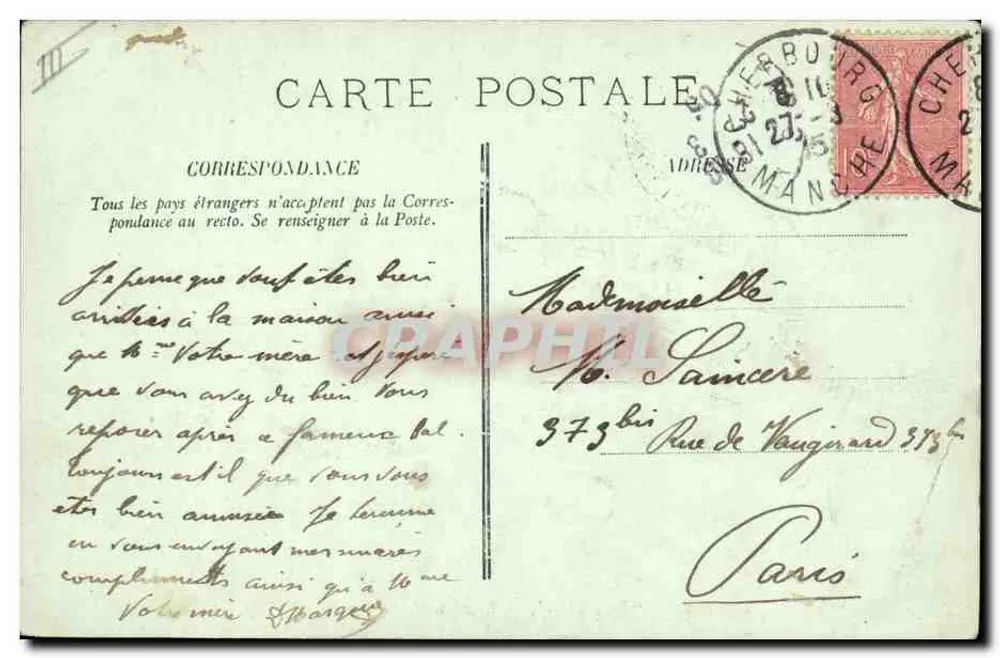 Le Kleber — Kreuzer-Kreuzer der ersten Klasse — Sammlung F. B. Cherbourgo - Rückseite