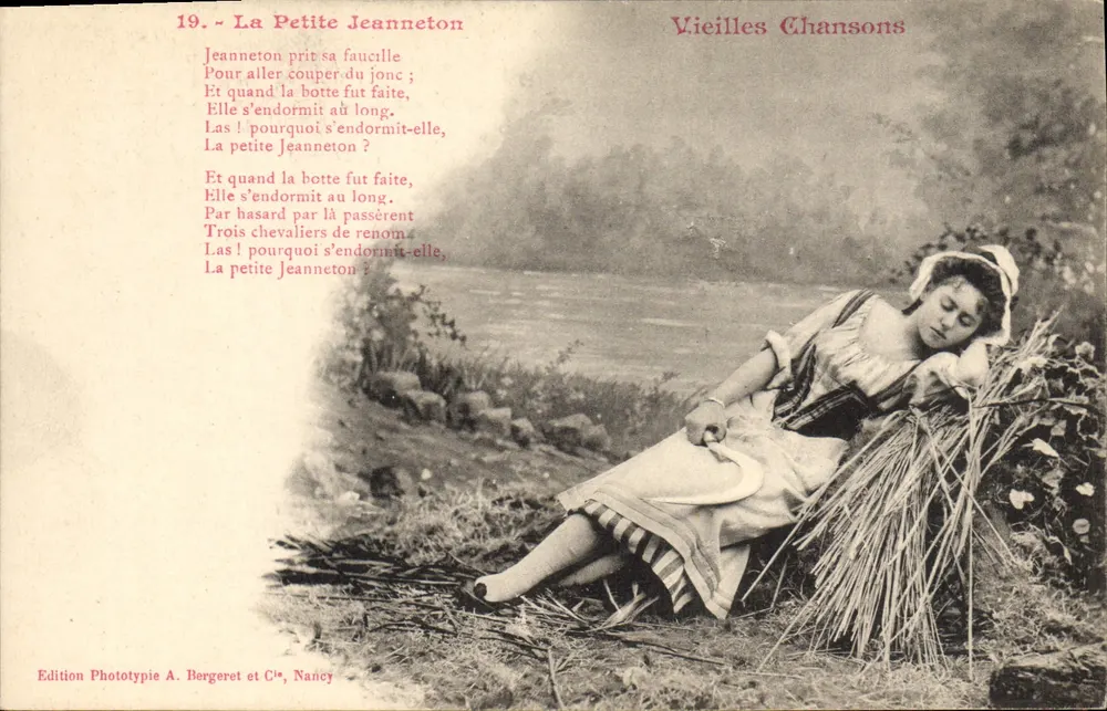 La Petite Jeanneton — Velhas Canções — Edição Phototypie A. Bergeret et Cie, Nancy - Frente