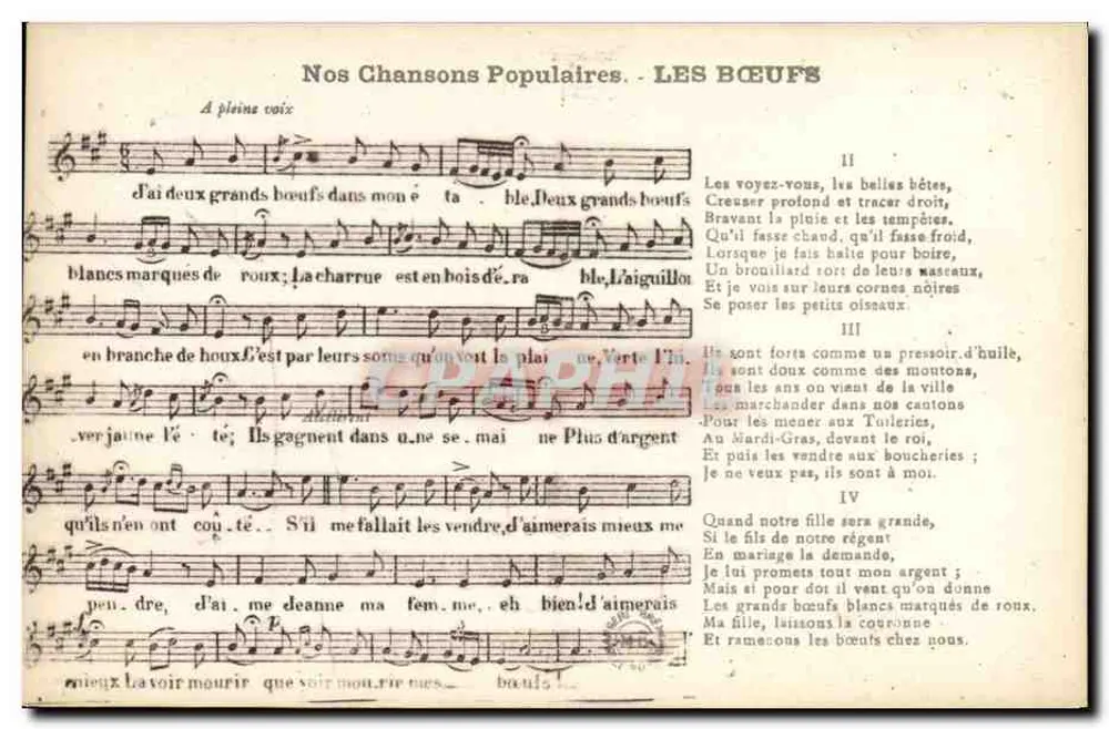 Nasze Popularne Piosenki - LES BŒUFS — Wydawnictwo Margent-Brémond Puy - Awers