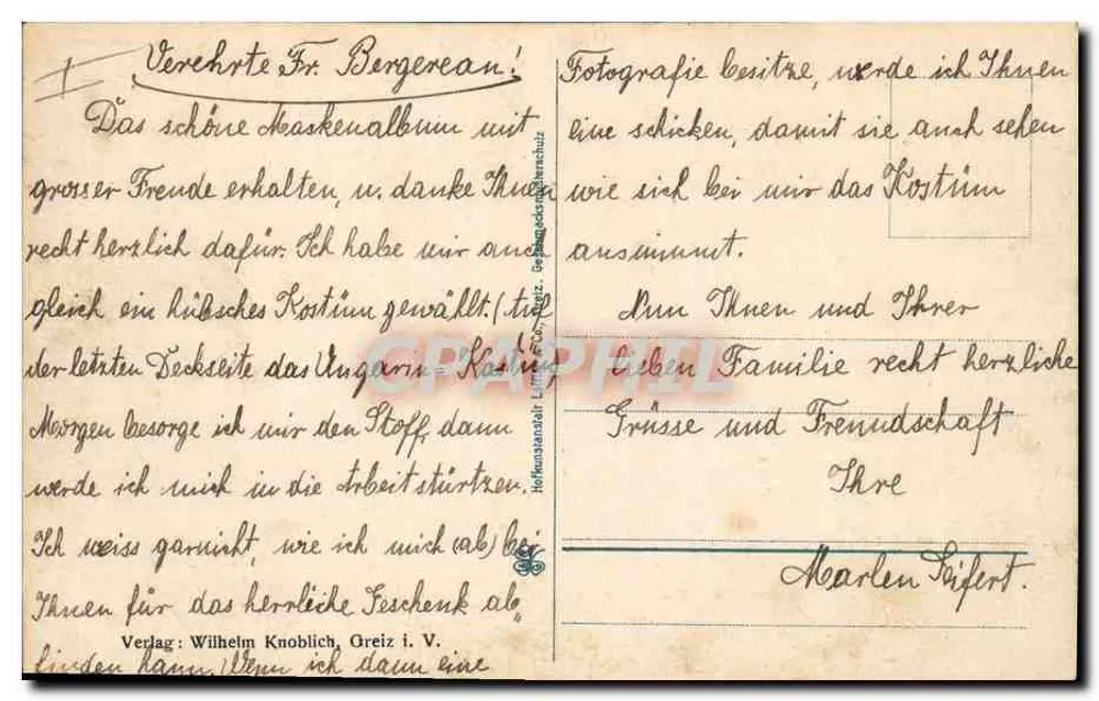 Edelweiß — canção alpina — Verlag Wilhelm Knoblich, Olmütz i. V. - Verso