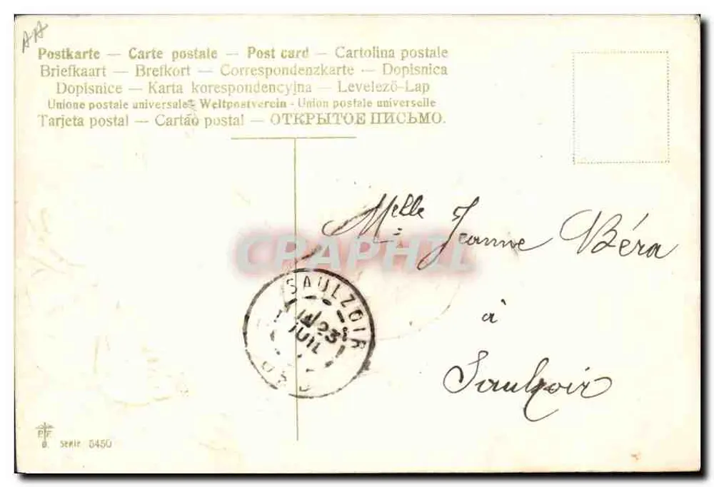 Ave carregando uma carta — Rosas — Editor da série 5450 - Verso