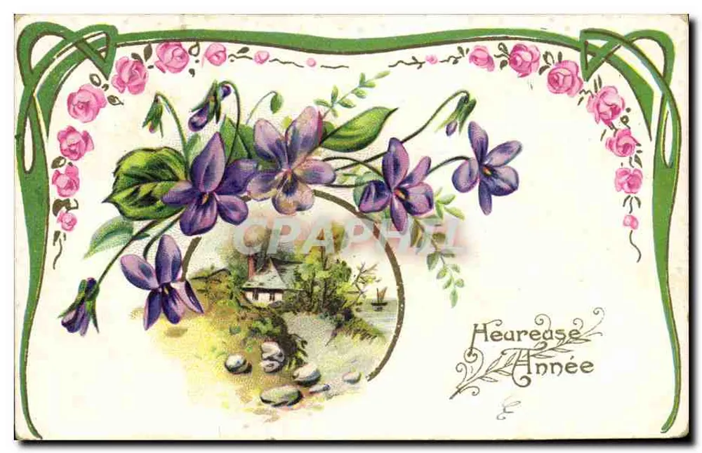 Violas e rosas — Ano feliz — J.C. Paris 508 - Frente
