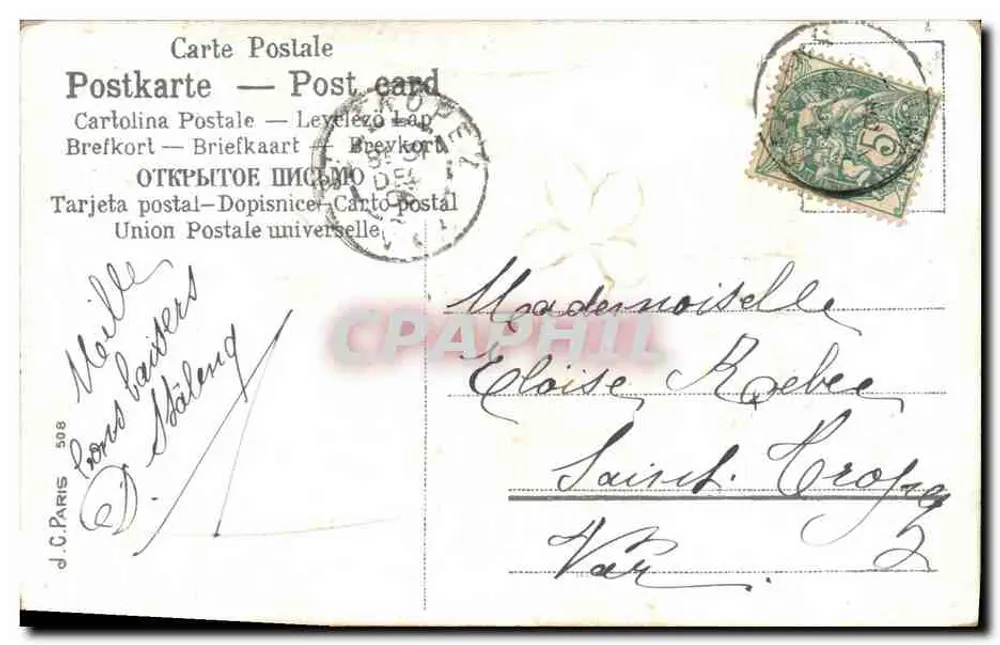 Violas e rosas — Ano feliz — J.C. Paris 508 - Verso