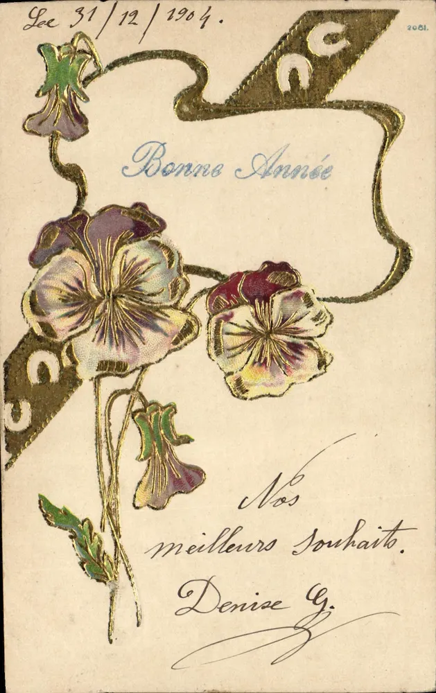Flores — Carta de vœux para o ano de 1904 — editor desconhecido, n° 2061 - Frente