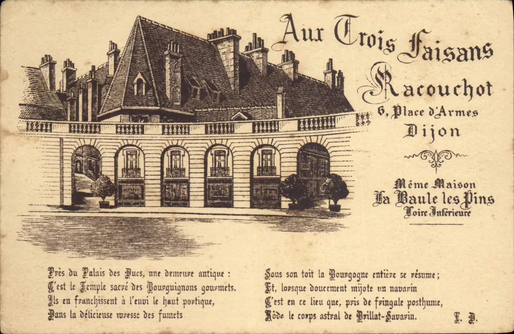 Palast der Herzöge — Heiliger Tempel der Burgunder — Aux Trois Faisans, Dijon - Vorderseite