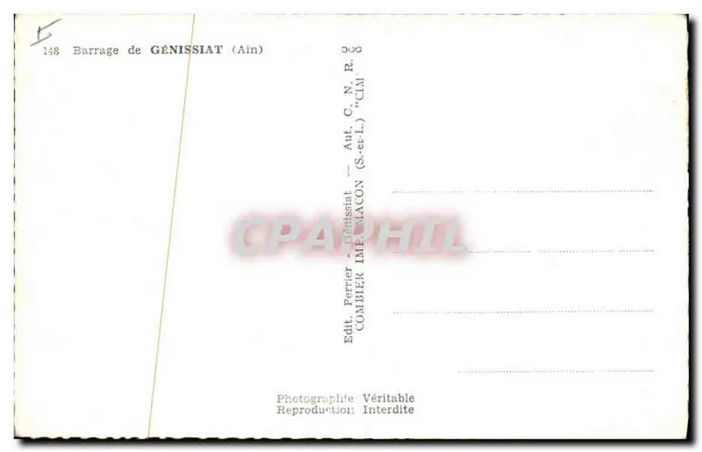 Barragem de Génissiat — Ain — Editor Comblier - Verso