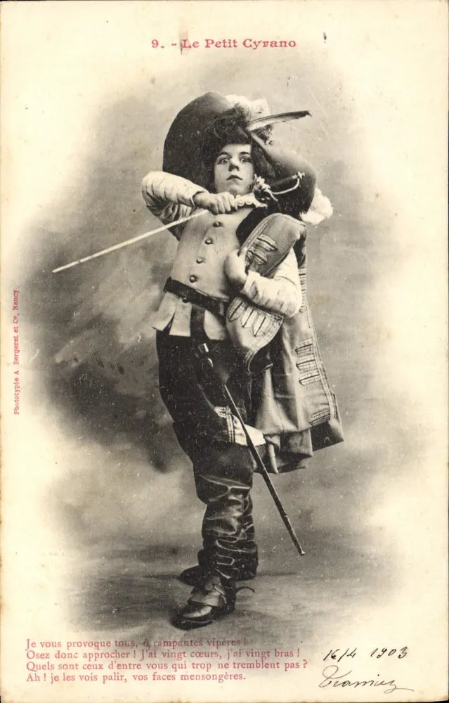 Le Petit Cyrano — Szene aus dem Theater — Phototypie A. Bergeret et Co, Nancy - Vorderseite