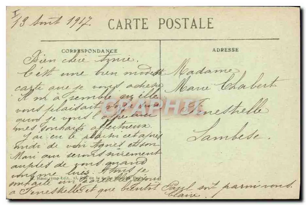 Violetas — Boa Festa — H. Hanet, Imp. Edit. Paris - Verso
