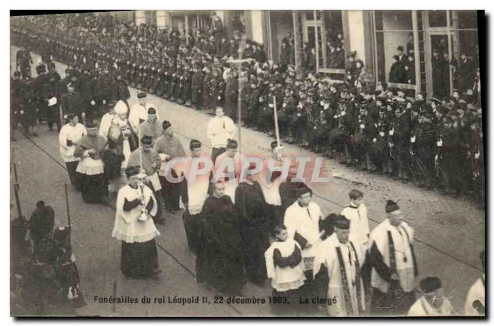 Trauerfeier des Königs Léopold II, 22. Dezember 1909 — Der Klerus — kein Verleger oder Nummer sichtbar - Vorderseite