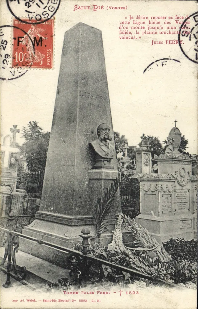 Tumba de Jules Ferry em Saint-Dié (Vosges) — editor Ad. Weick, n° 5583 - Frente