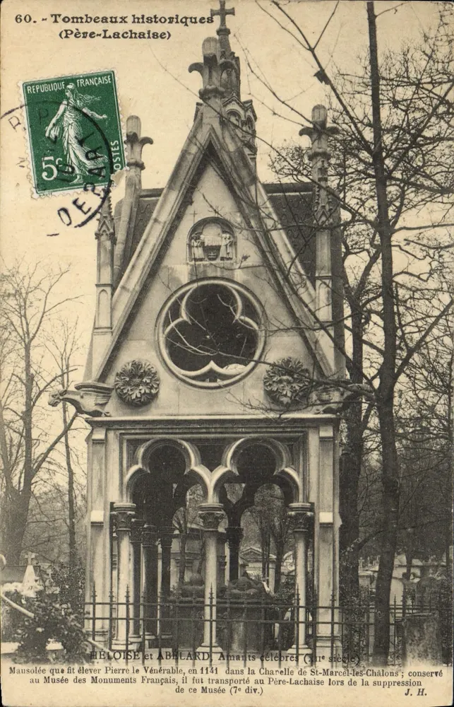Tumbas históricas (Père-Lachaise) — Mausoléu de Héloïse e Abélard — J. Hauser, fot. edit., Paris - Frente