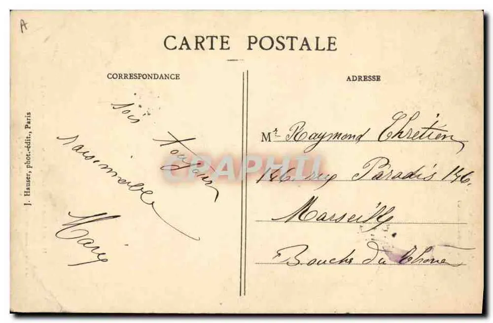 Tumbas históricas (Père-Lachaise) — Mausoléu de Héloïse e Abélard — J. Hauser, fot. edit., Paris - Verso