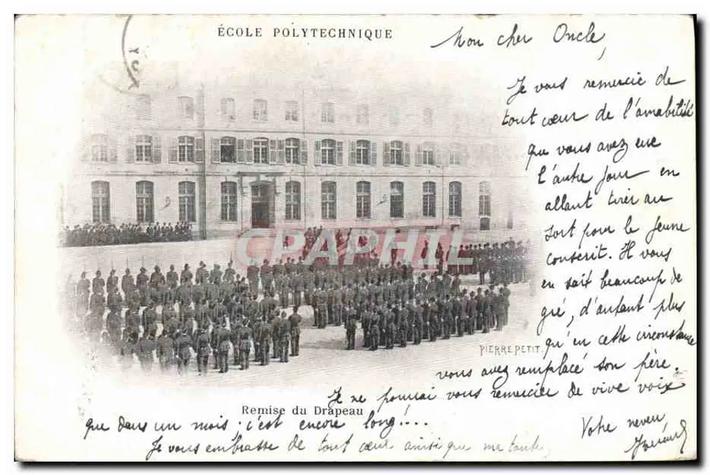 École Polytechnique — Uroczystość nadania Flagi — Wydawca Pierre Petit, numer serii nie widoczny - Awers