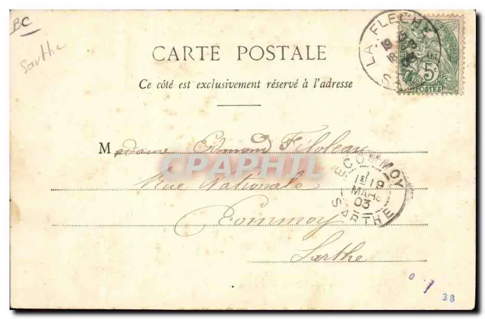 Prytanée Militaire - Il Monomio — La Flèche, 18 Marzo 1903 — G. Thibault, editore - Cliché L. Boucheresau - Verso