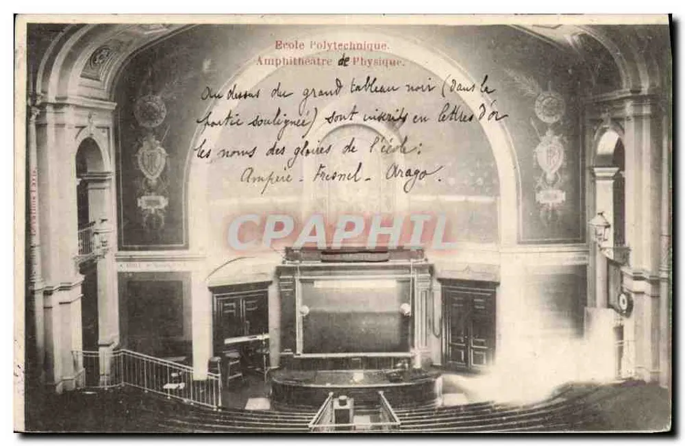 École Polytechnique — Amphitéatro de Física — Editor: A. Lévy & Cie, n° 176 - Frente
