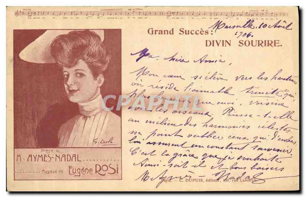 Sujet : Eugène Rosi — Portrait — Éditeur : M. AYMES-NADAL, Paris - Awers