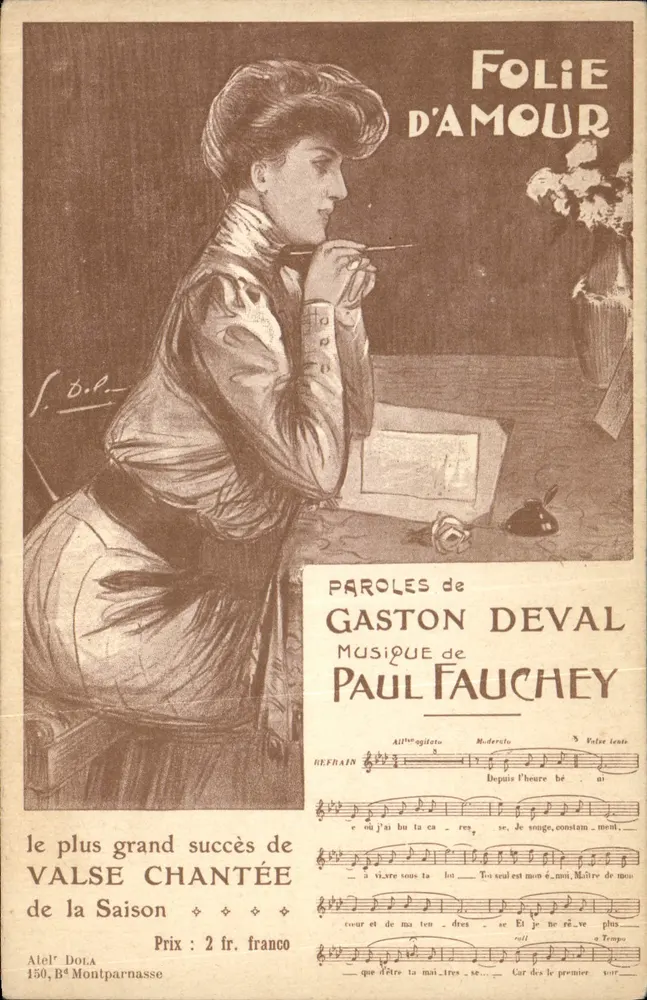 Folie d'Amour — Gesangwalzer — Atelier Dola, 150, B⁴ Montparnasse - Vorderseite